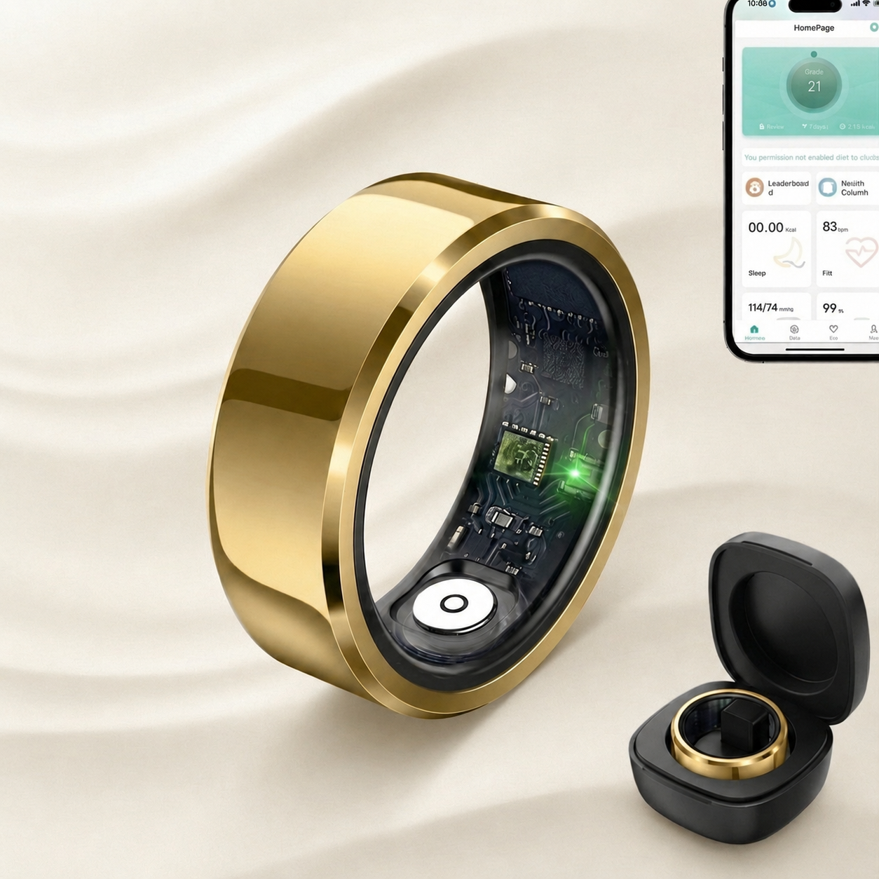 Smart Health & Fitness Ring | Heart Rate, Blood Pressure & Sleep Tracking | IP68 + 5ATM