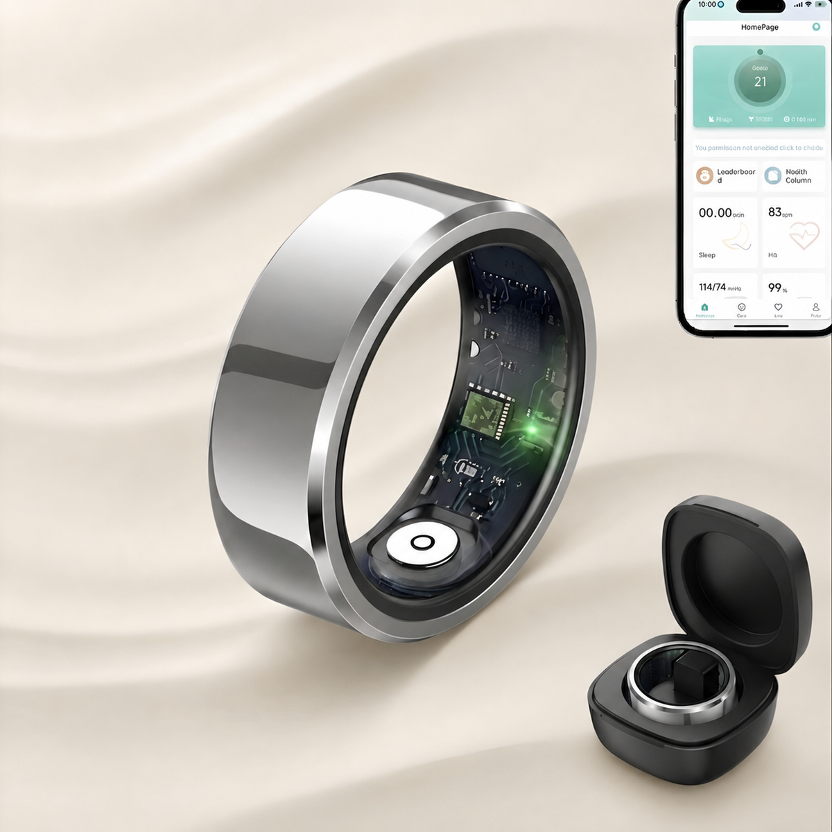 Smart Health & Fitness Ring | Heart Rate, Blood Pressure & Sleep Tracking | IP68 + 5ATM