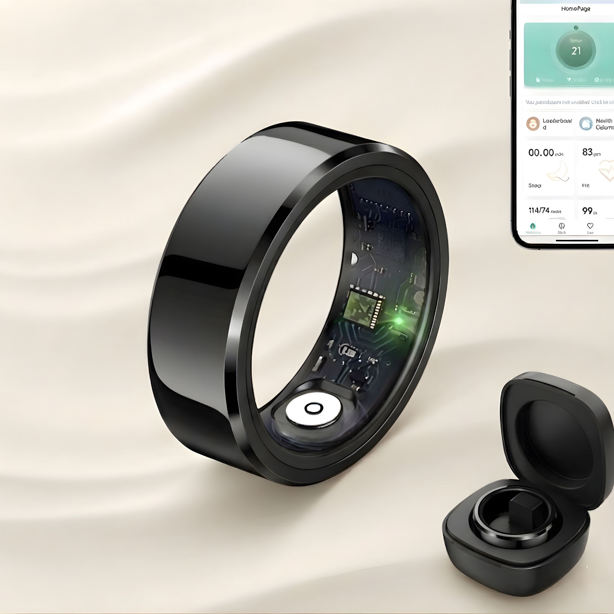 2025 Smart Ring Blood Pressure Heart Rate Sleep Monitoring Smartring IP68 & 5ATM Waterproof Multi-Sport Mode Smartring Man Women