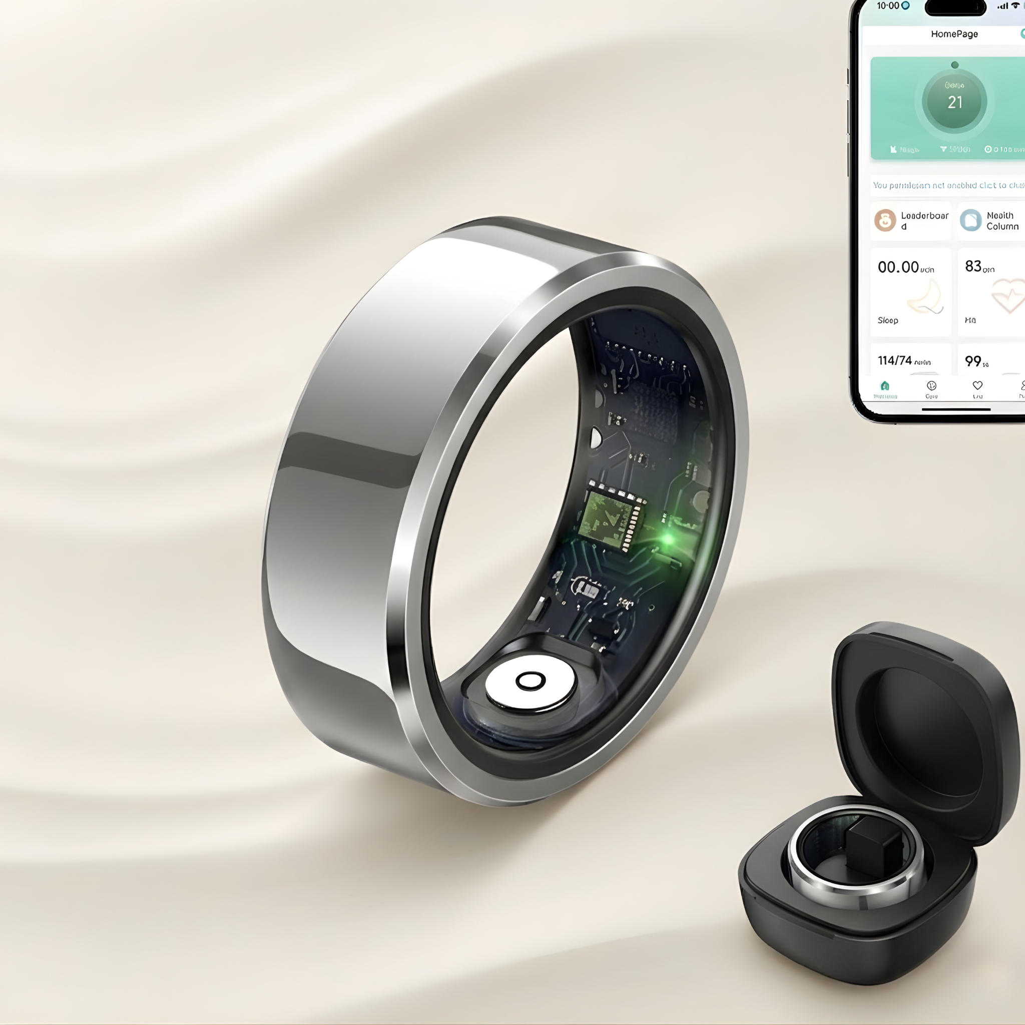 2025 Smart Ring Blood Pressure Heart Rate Sleep Monitoring Smartring IP68 & 5ATM Waterproof Multi-Sport Mode Smartring Man Women