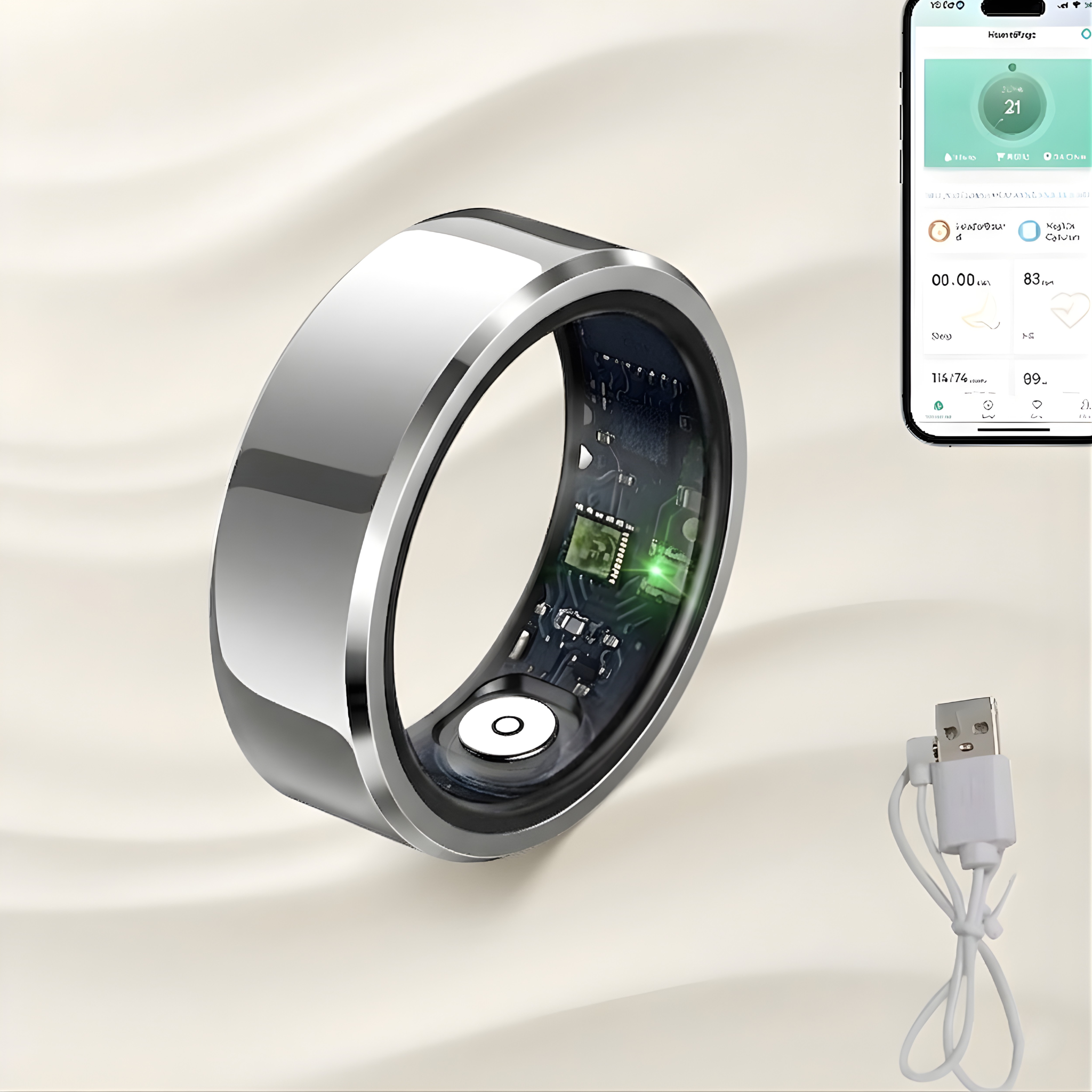 2025 Smart Ring Blood Pressure Heart Rate Sleep Monitoring Smartring IP68 & 5ATM Waterproof Multi-Sport Mode Smartring Man Women