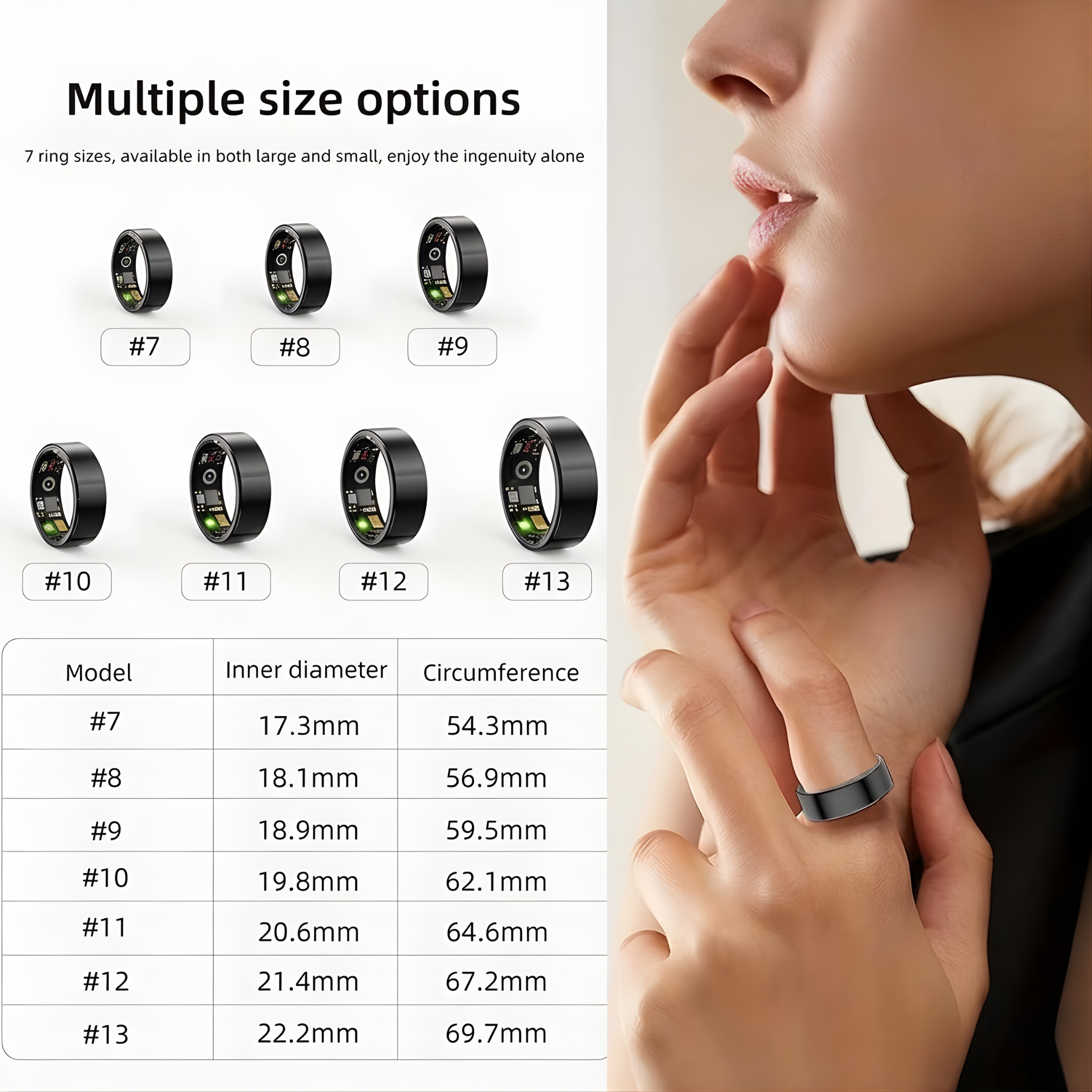 2025 Smart Ring Blood Pressure Heart Rate Sleep Monitoring Smartring IP68 & 5ATM Waterproof Multi-Sport Mode Smartring Man Women